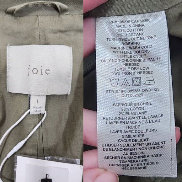 Joie NWT Olive Green Jenita Utility Jacket Size L NWT - Picture 11 of 16